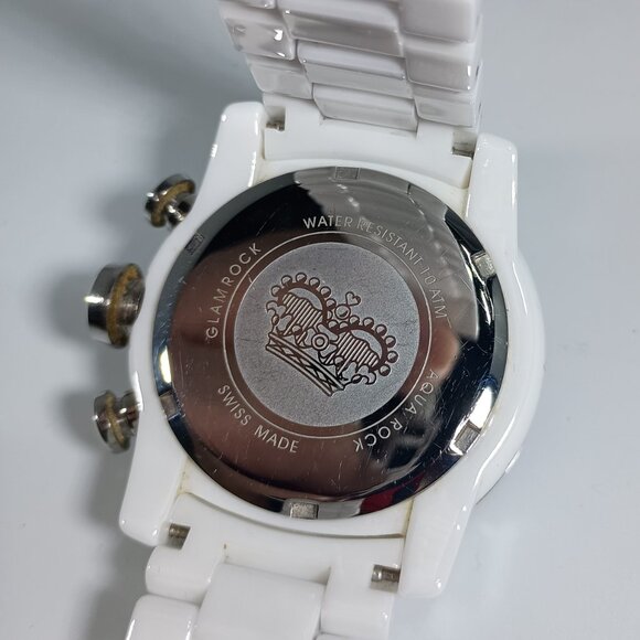 Glam Rock Women\'s GR50124-DBZ Aqua Rock Chronograph White Ceramic Watch
